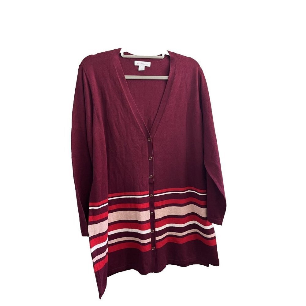 Liz Claiborne Cardigan Sweater Women XXL Burgundy